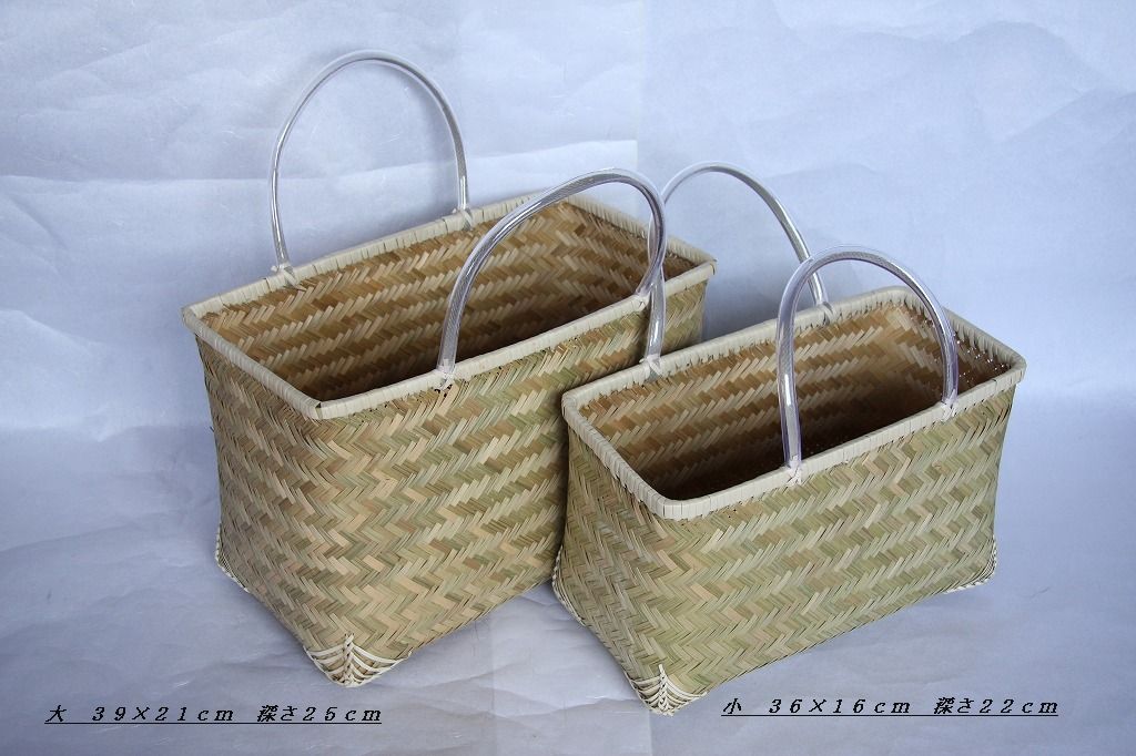 竹で編んだ籠に和紙を張り合わせた商品 - バッグ